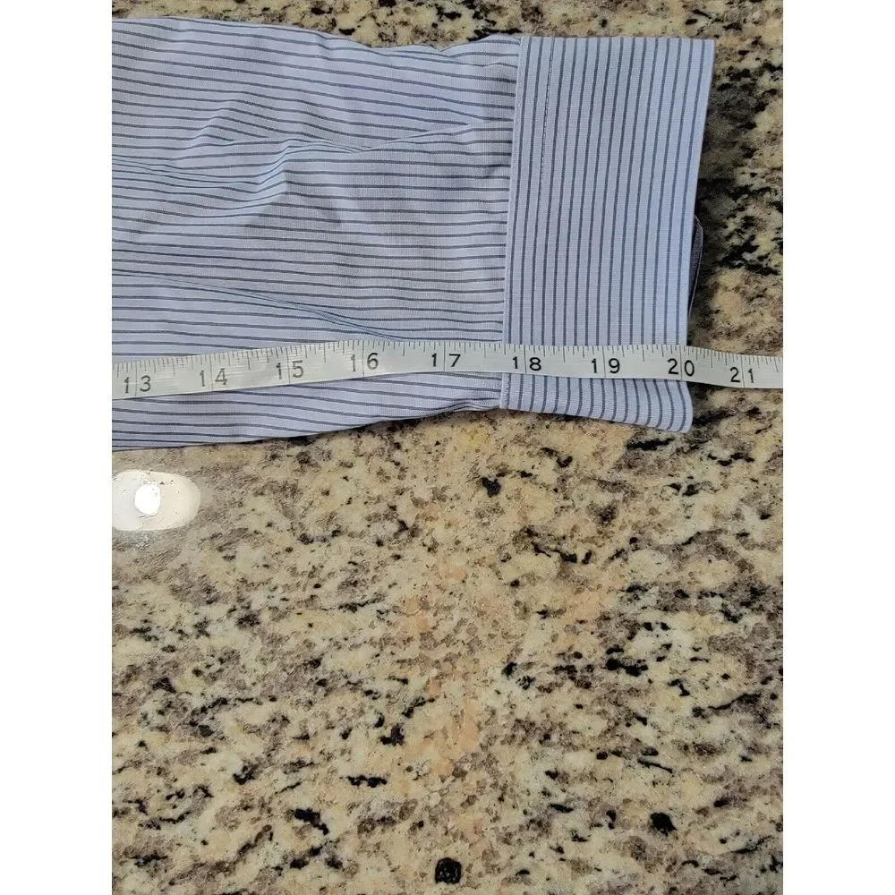 Men's Kenneth Cole Reaction Dress Shirt Size‎ 16.5 34-35 Regular Blue Striped